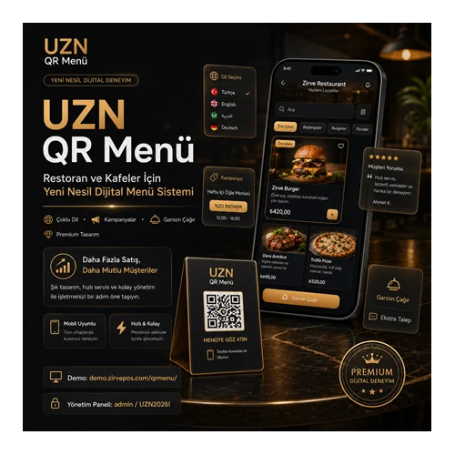 UZN QR Menü: Restoran ve Kafeler İçin Yeni Nesil Dijital Menü Sistemi