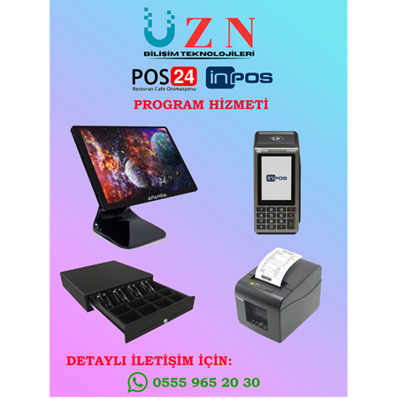 İNPOS Restoran&Cafe Otomasyon Sistemi (POS+YAZICI+KASA ÇEKMECESİ+DOKUNMATİK EKRAN 15'6 + PROGRAM)