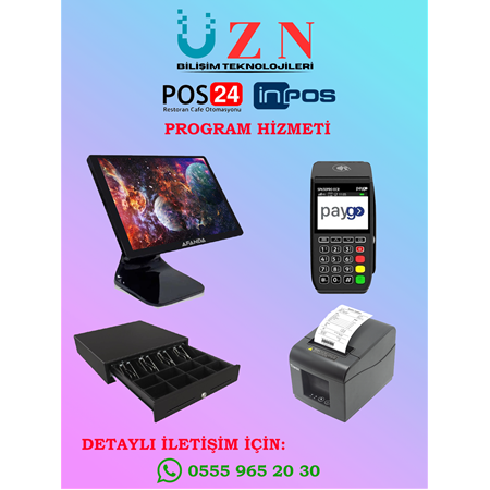 Paygo Restoran&Cafe Otomasyon Sistemi (POS+YAZICI+KASA ÇEKMECESİ+DOKUNMATİK EKRAN 15'6 + PROGRAM)