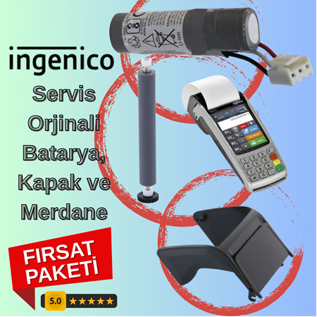 ingenico iWE280 3'lü Bakım Seti - Orijinal Batarya, Kapak ve Merdane (Fırsat Paketi)