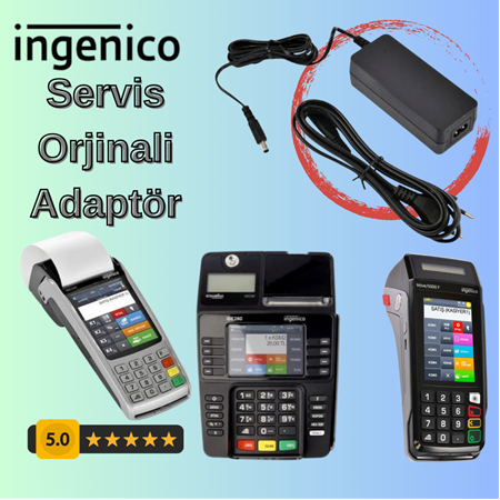 ingenico Uyumlu Şarj Adaptörü - iWE280, IDE280 ve Move 5000F İçin Orijinal Servis Şarj Aleti