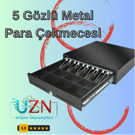 5 Gözlü Metal Para Çekmecesi - Çelik Gövde ve Metal Mandallı